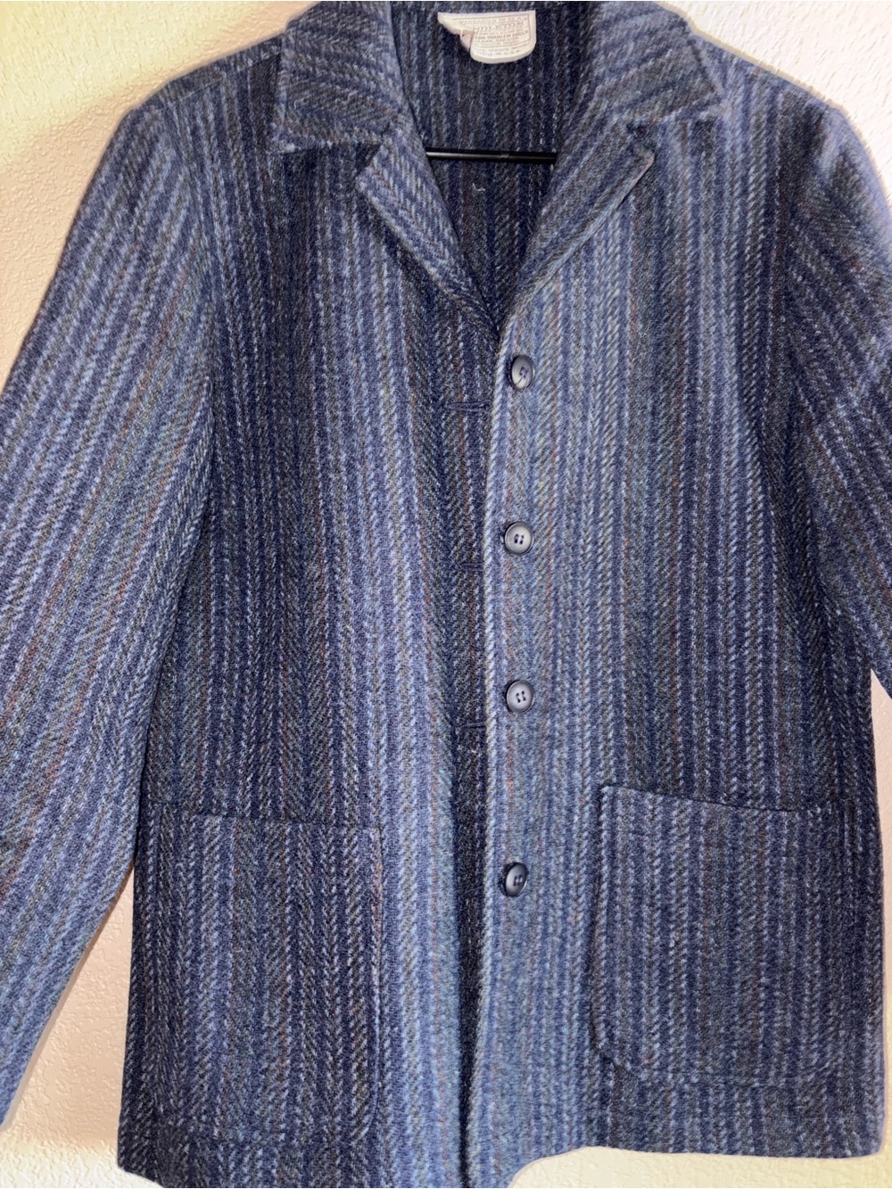 Women’s Pendleton Blue Multi-Stripe Wool Blazer Jacket 100% Virgin Wool Sz M